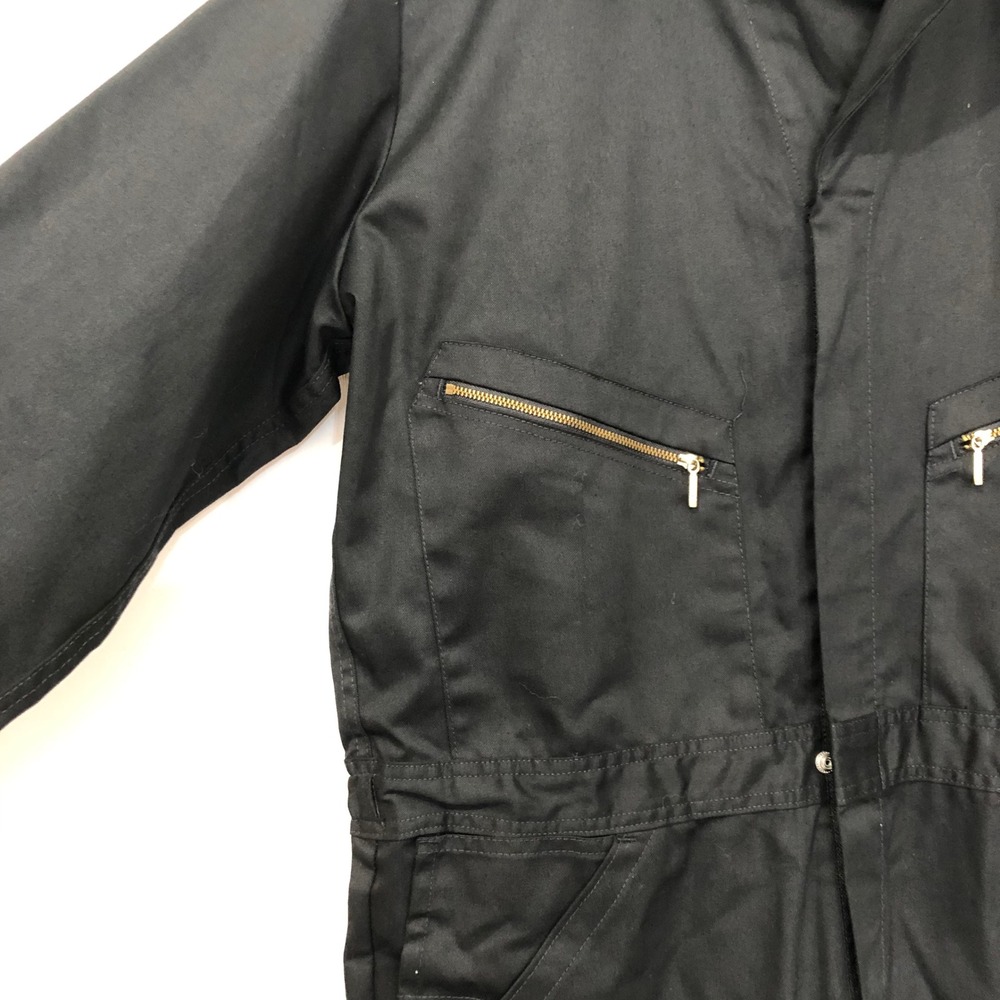 Dickies Black Coverall Jumpsuit Workwear Gold Zipper Front Black L-Tall - Picture 8 of 16
